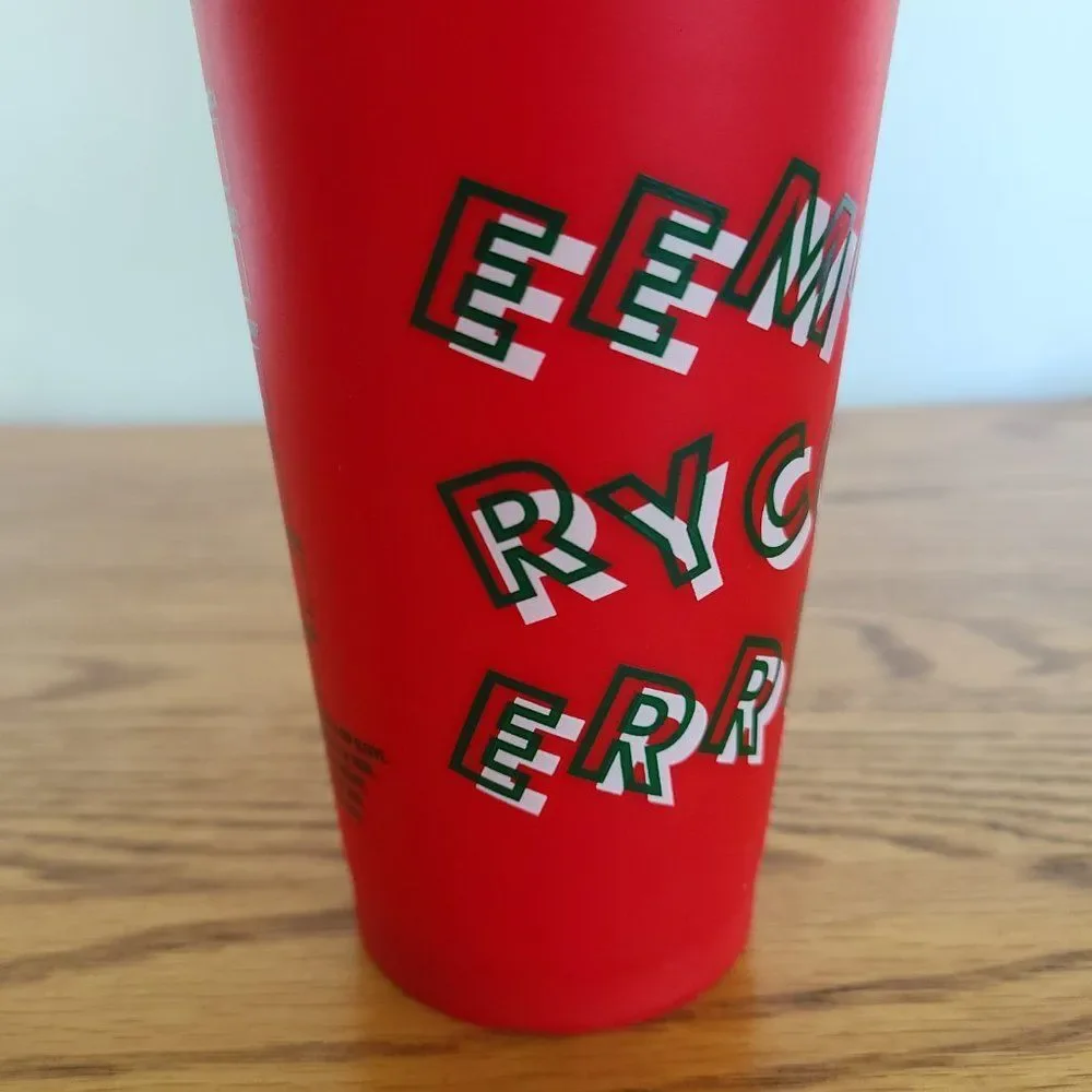 2013 Holiday Christmas Starbucks Red Plastic Collectible Reusable Cup Mug W/Lid